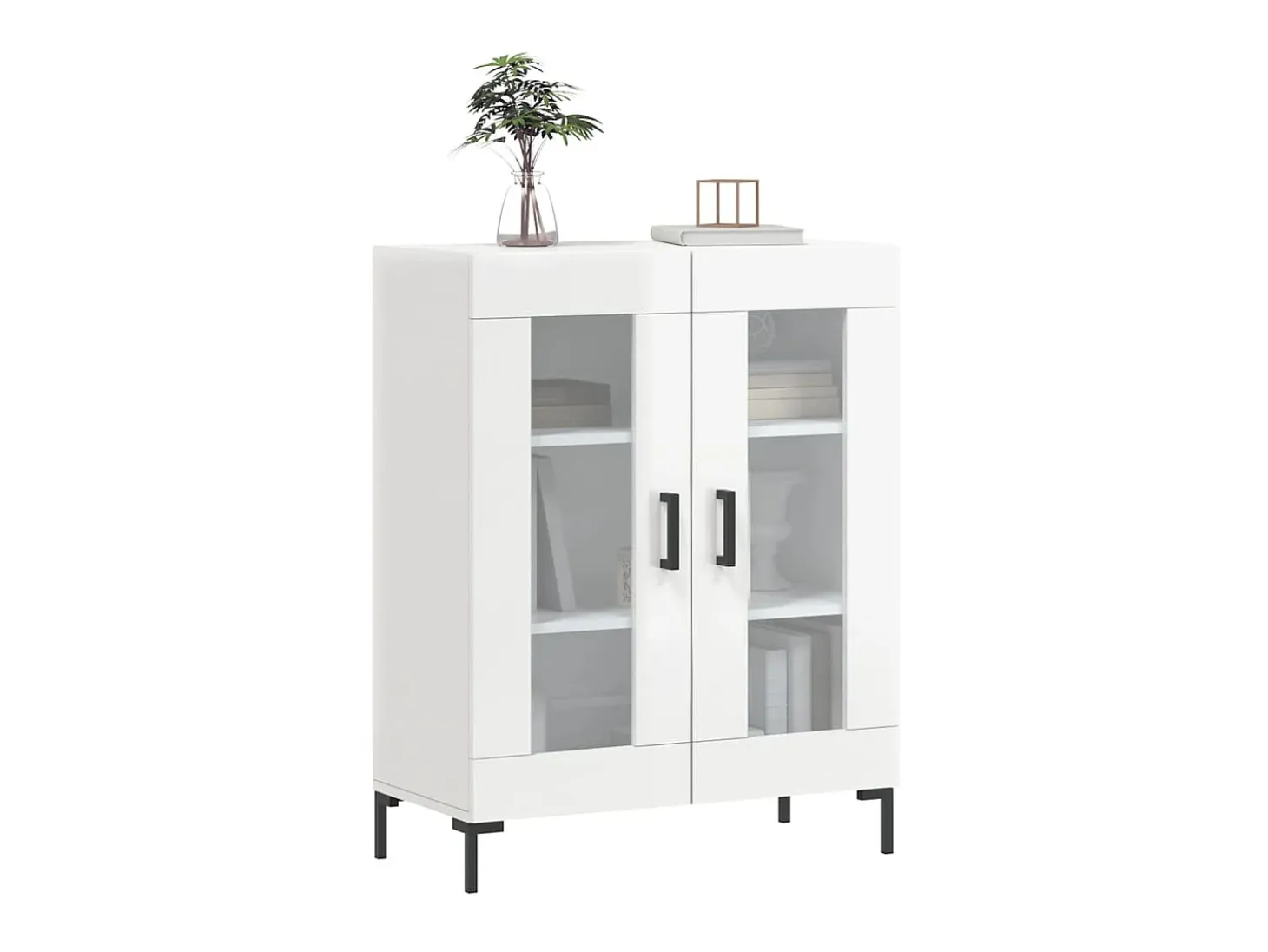 Aparador de madera contrachapada blanco brillante 69,5x34x90 cm ES95926
