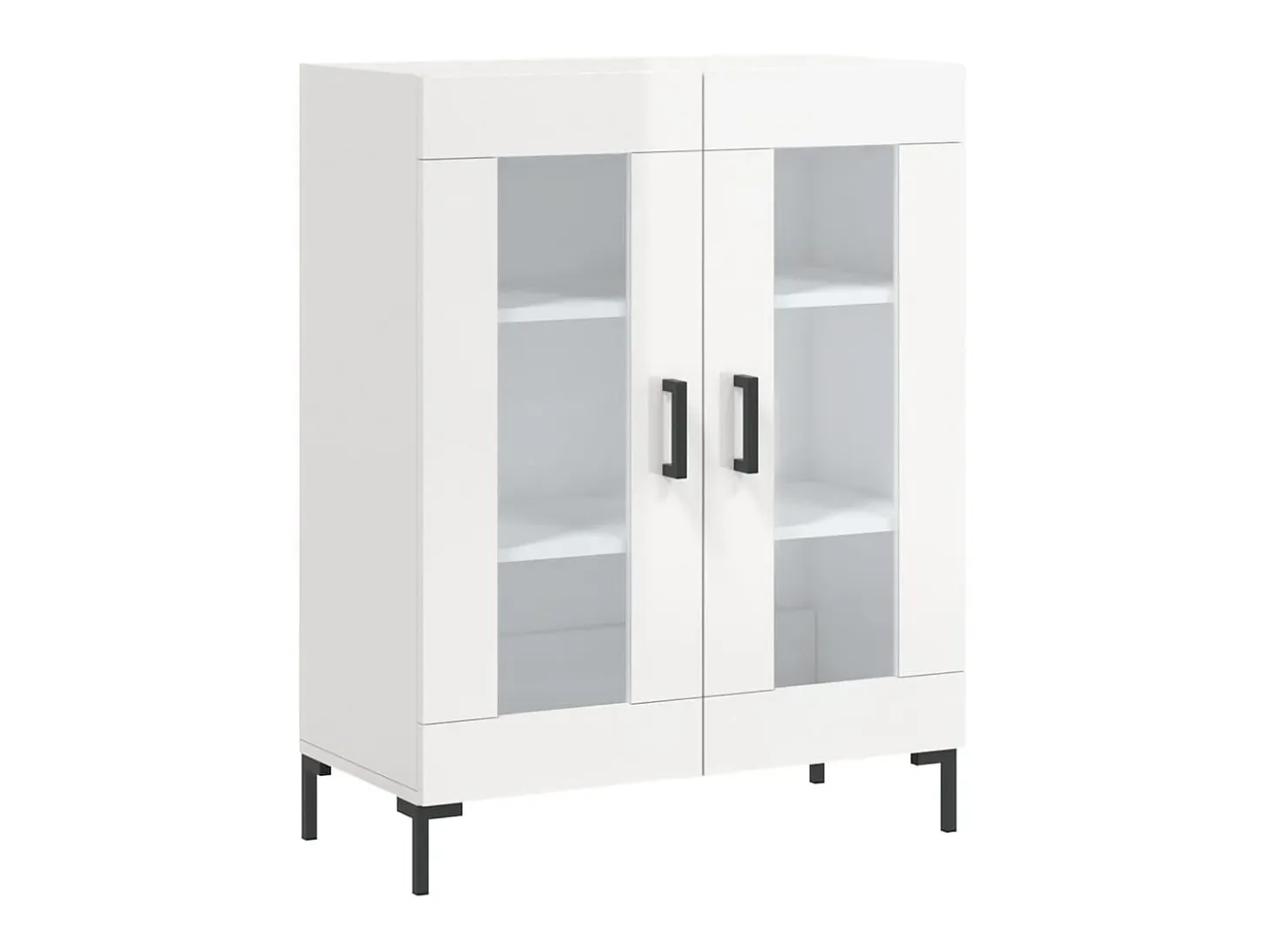 Aparador de madera contrachapada blanco brillante 69,5x34x90 cm ES95926