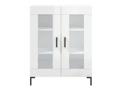 Aparador de madera contrachapada blanco brillante 69,5x34x90 cm ES95926