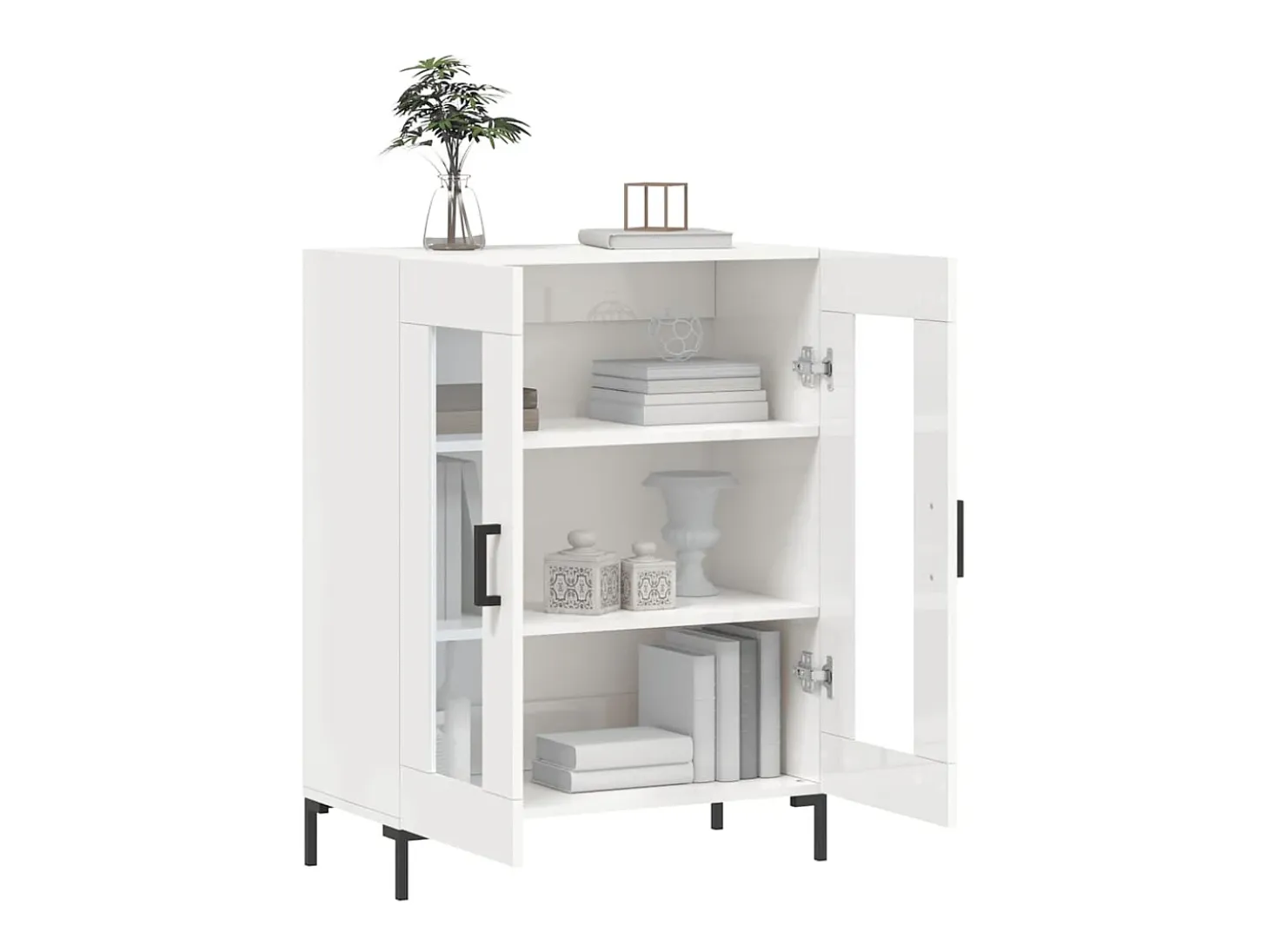 Aparador de madera contrachapada blanco brillante 69,5x34x90 cm ES95926