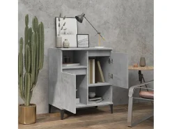 Aparador de madera contrachapada gris hormigón 60x35x70 cm
