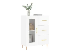 Aparador de madera contrachapada blanco brillante 69,5x34x90 cm ES20647