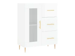Aparador de madera contrachapada blanco brillante 69,5x34x90 cm ES20647