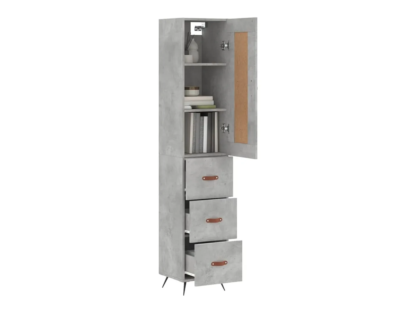 Aparador de madera contrachapada gris hormigón 34,5x34x180 cm ES25745