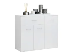Aparador de madera contrachapada blanco brillante 88x30x70 cm