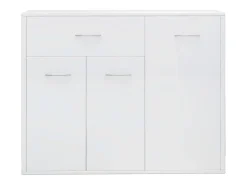 Aparador de madera contrachapada blanco brillante 88x30x70 cm