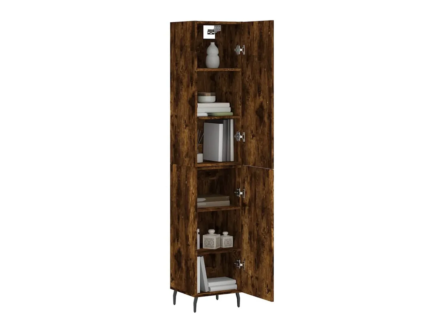 Aparador de madera contrachapada roble ahumado 34,5x34x180 cm ES47461