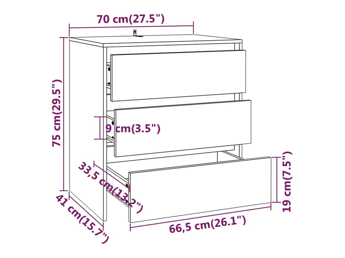 Aparador de madera contrachapada roble Sonoma 70x41x75 cm