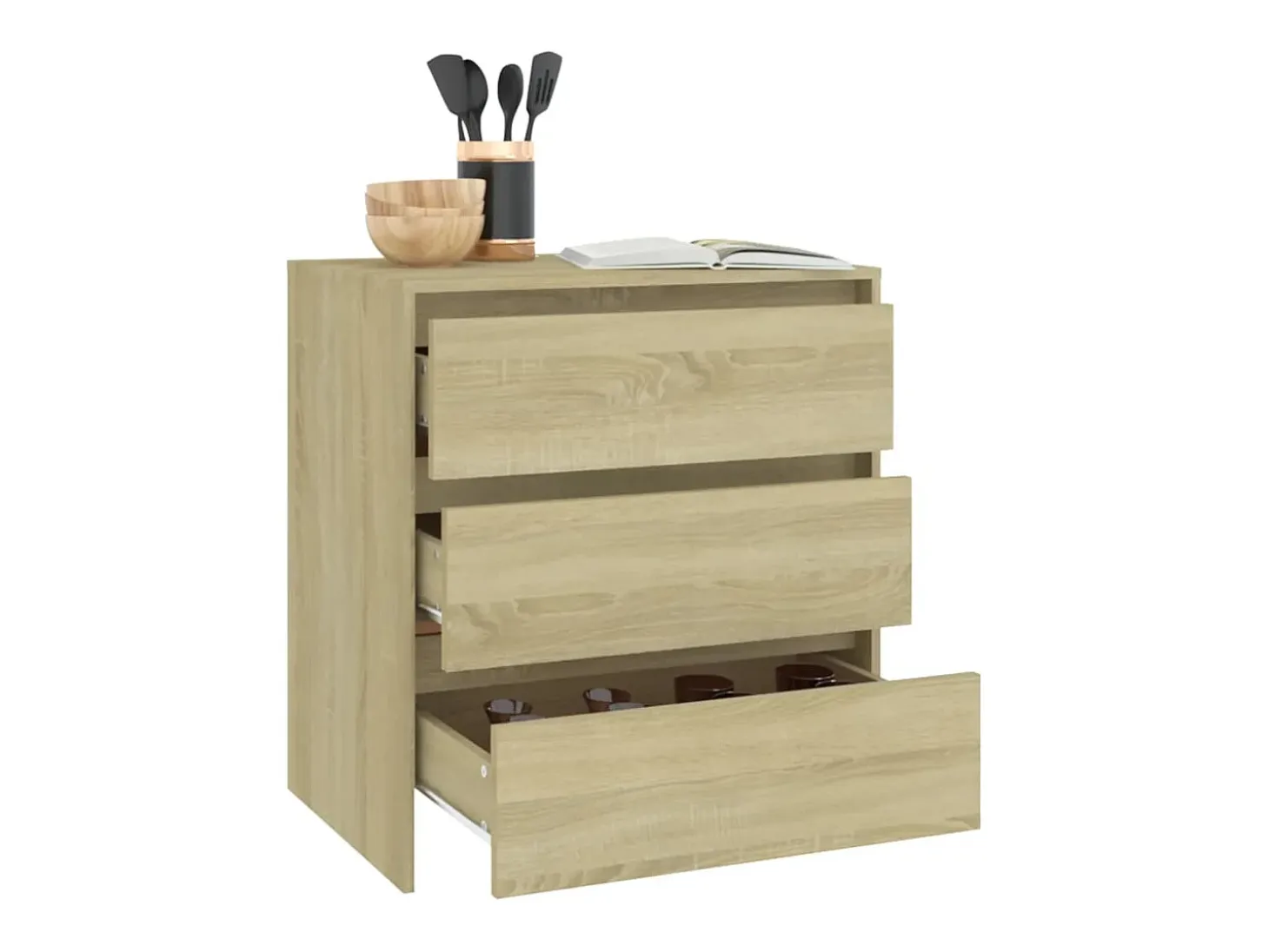 Aparador de madera contrachapada roble Sonoma 70x41x75 cm