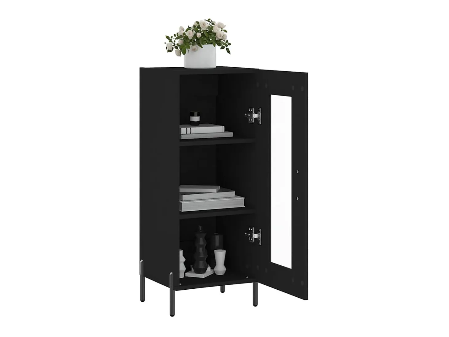 Aparador de madera contrachapada negro 34,5x34x90 cm ES68831
