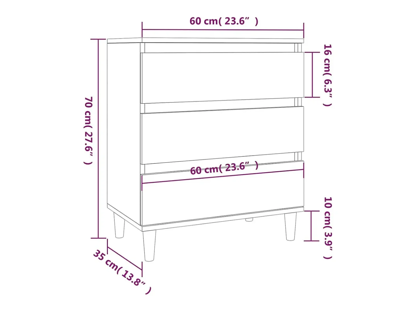 Aparador de madera contrachapada gris Sonoma 60x35x70 cm