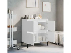 Aparador de madera contrachapada blanco 60x35x70 cm