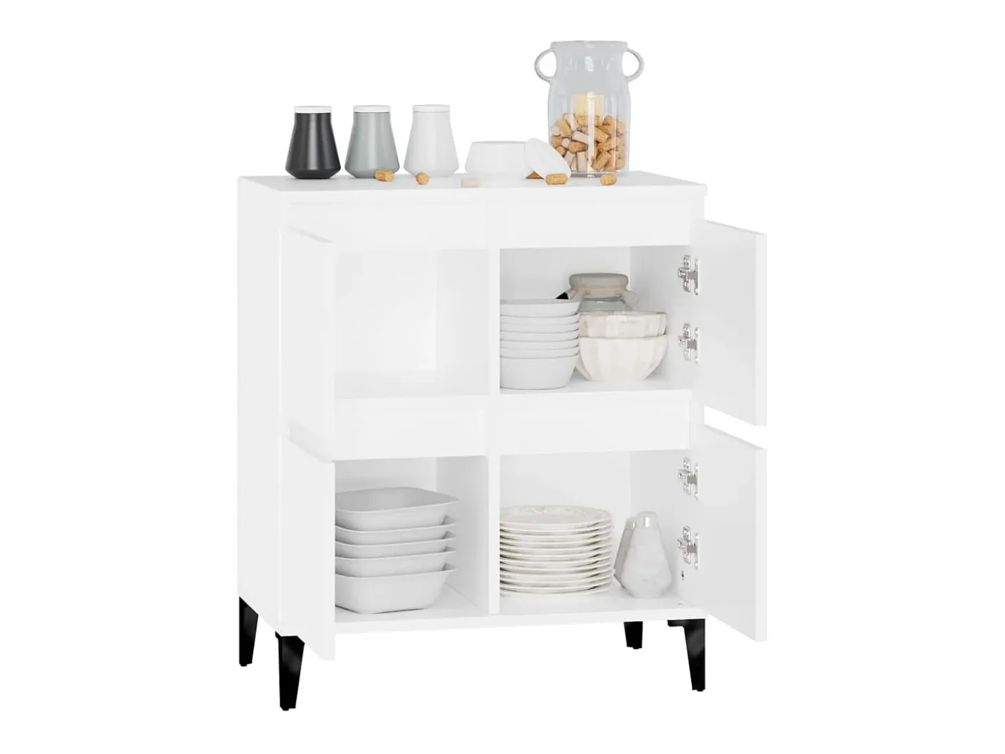 Aparador de madera contrachapada blanco 60x35x70 cm