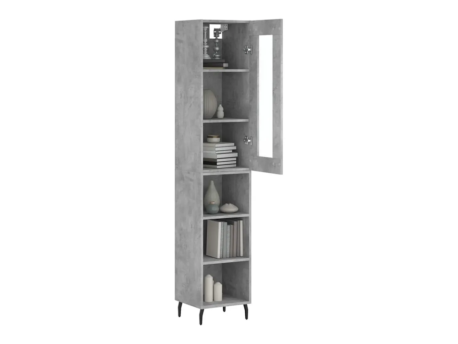Aparador de madera contrachapada gris hormigón 34,5x34x180 cm ES40644