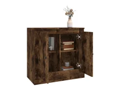 Aparador de madera contrachapada roble ahumado 70x35,5x67,5 cm