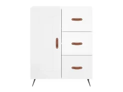 Aparador de madera contrachapada blanco brillante 69,5x34x90 cm ES60446