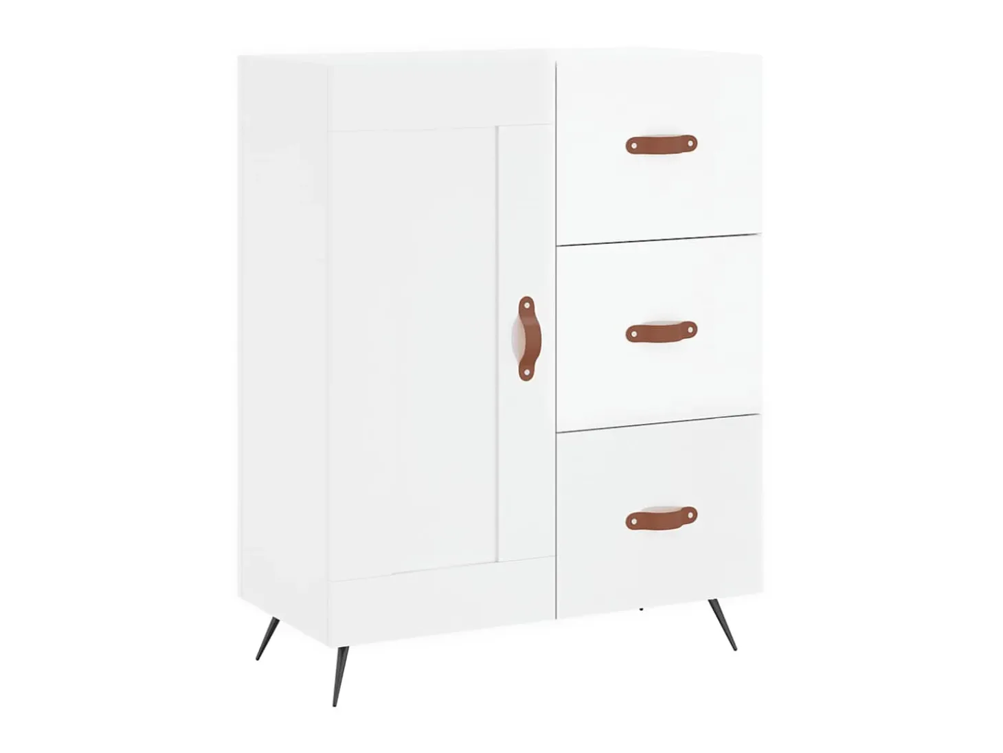 Aparador de madera contrachapada blanco brillante 69,5x34x90 cm ES60446
