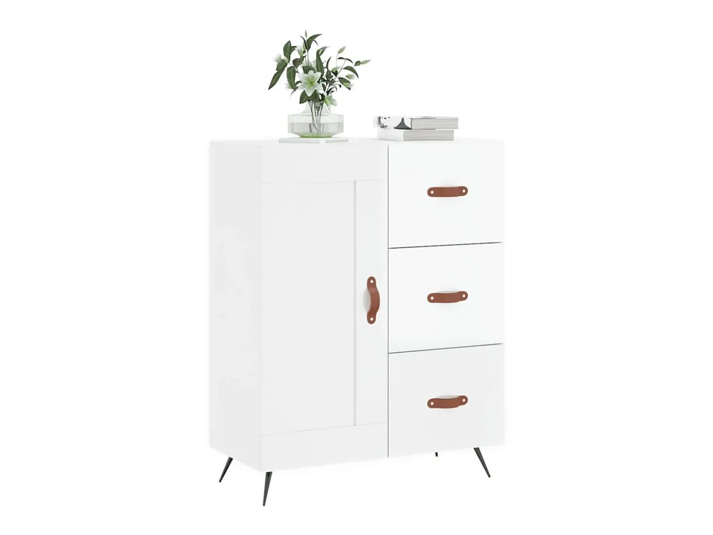 Aparador de madera contrachapada blanco brillante 69,5x34x90 cm ES60446