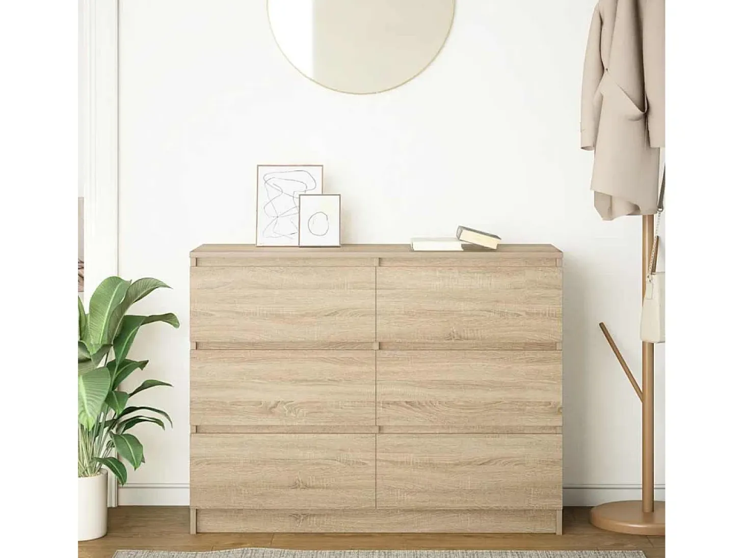 Aparador de madera contrachapada roble sonoma 100x35x76 cm