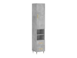 Aparador de madera contrachapada gris hormigón 34,5x34x180 cm ES26839