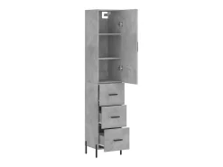 Aparador de madera contrachapada gris hormigón 34,5x34x180 cm ES12285