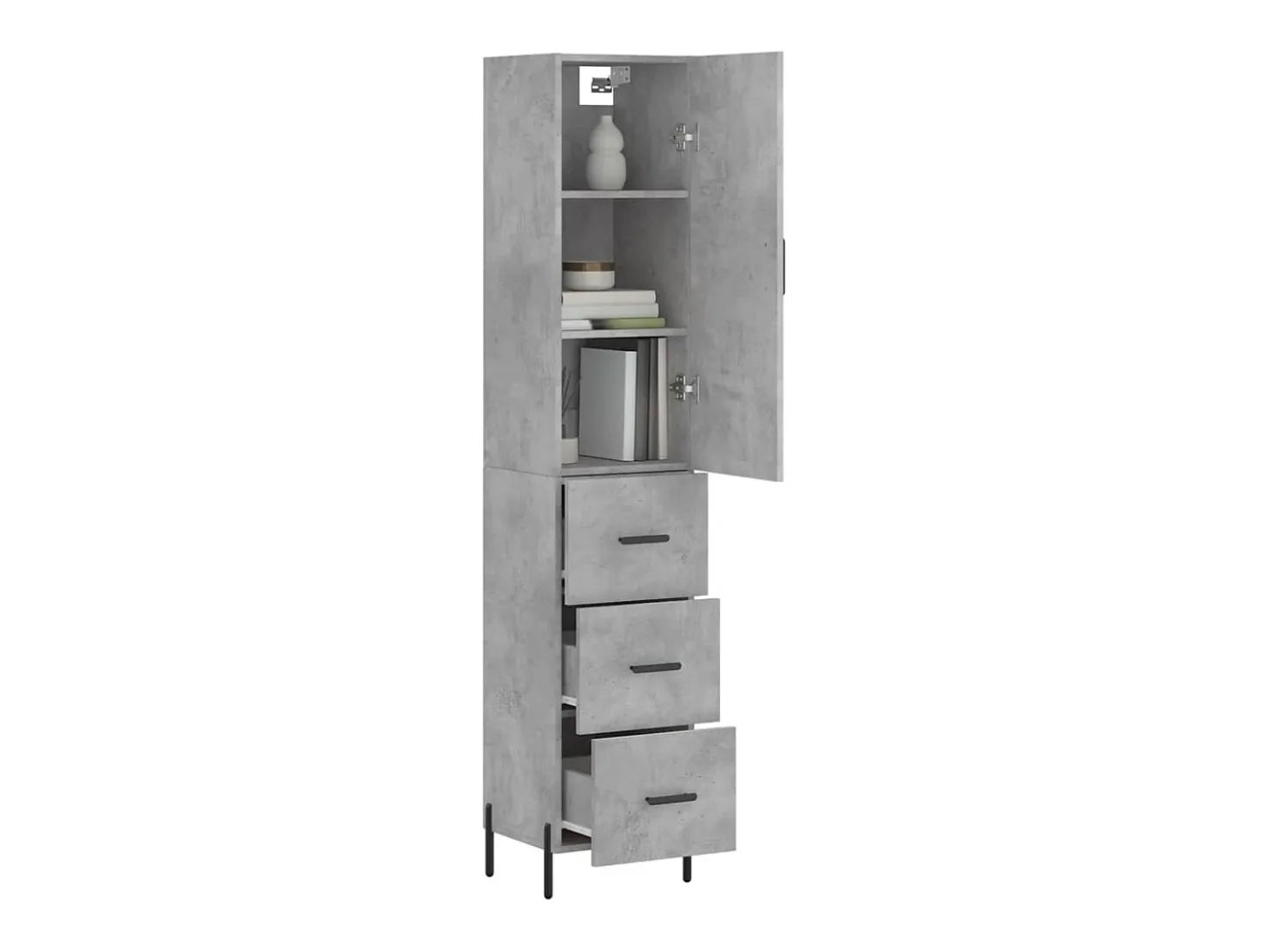 Aparador de madera contrachapada gris hormigón 34,5x34x180 cm ES12285