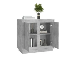 Aparador de madera contrachapada gris hormigón 80x34x75 cm