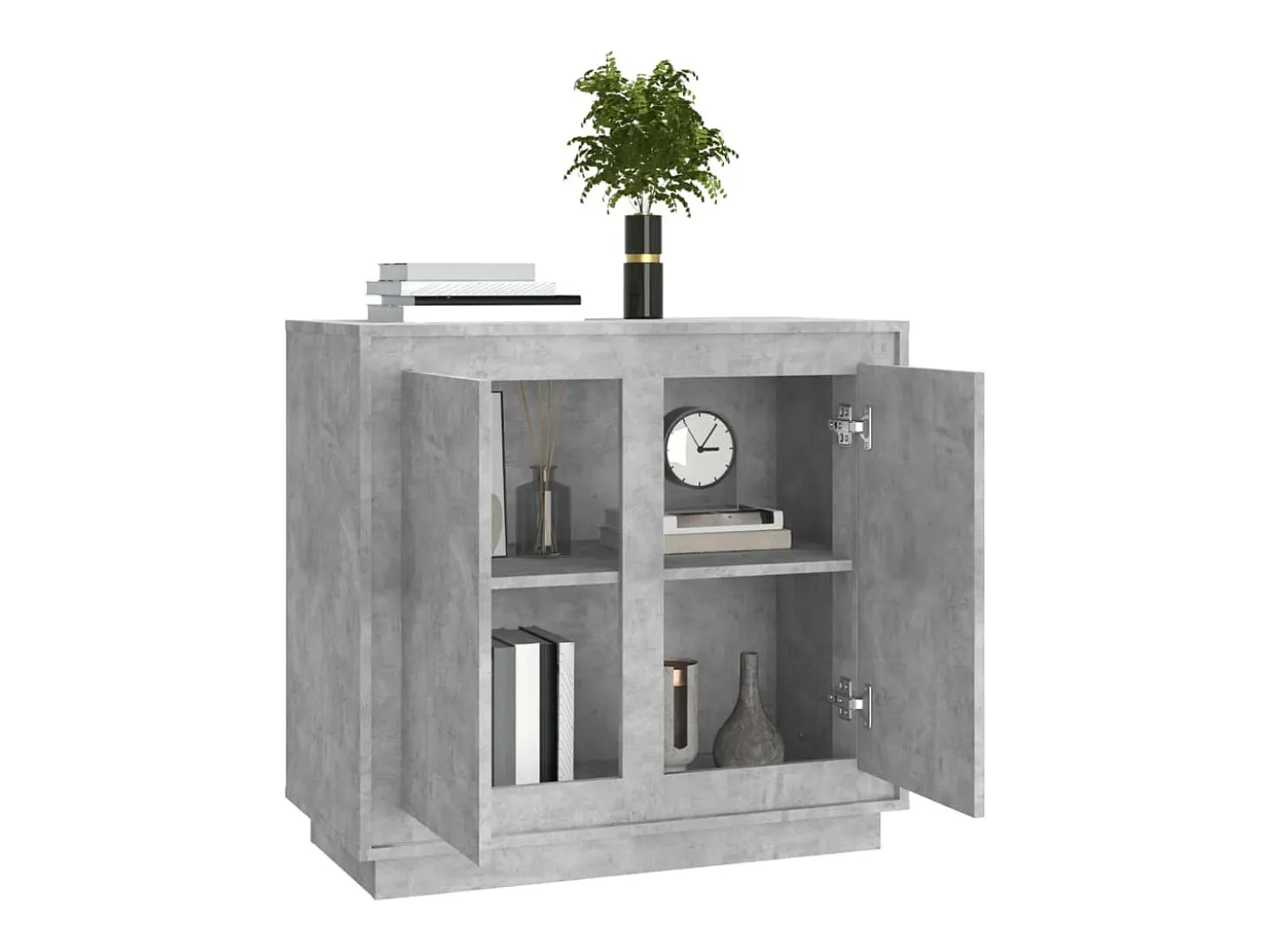 Aparador de madera contrachapada gris hormigón 80x34x75 cm