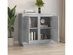 Aparador de madera contrachapada gris hormigón 80x34x75 cm