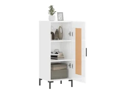 Aparador de madera contrachapada blanco brillante 34,5x34x90 cm ES26837