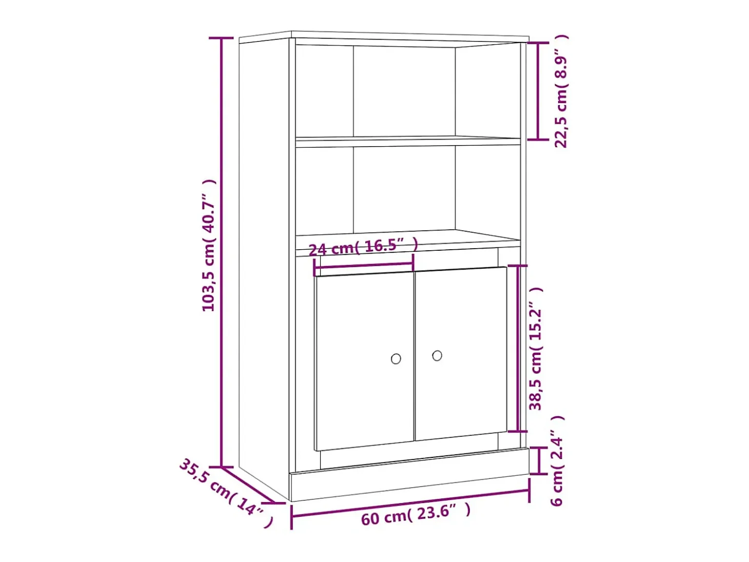 Aparador de madera contrachapada roble Sonoma 60x35,5x103,5 cm