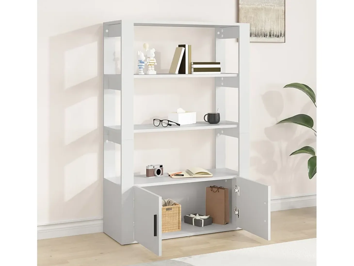 Aparador de madera contrachapada blanco 80x30x119,5 cm ES36428
