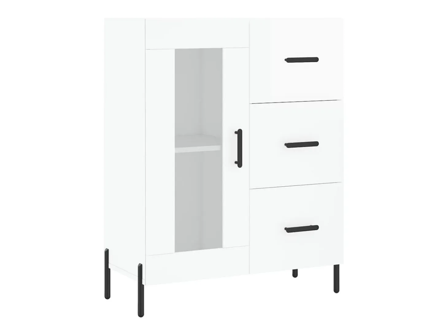 Aparador de madera contrachapada blanco brillante 69,5x34x90 cm