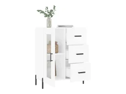 Aparador de madera contrachapada blanco brillante 69,5x34x90 cm