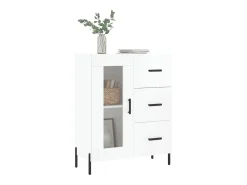 Aparador de madera contrachapada blanco brillante 69,5x34x90 cm