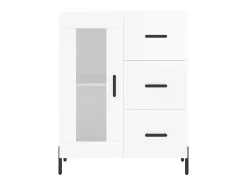 Aparador de madera contrachapada blanco brillante 69,5x34x90 cm