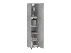 Aparador de madera contrachapada gris hormigón 34,5x34x180 cm ES95532