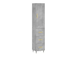Aparador de madera contrachapada gris hormigón 34,5x34x180 cm