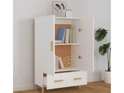 Aparador de madera contrachapada blanco 70x31x115 cm
