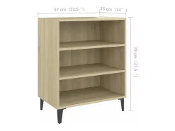 Aparador de madera contrachapada color roble Sonoma 57x35x70 cm