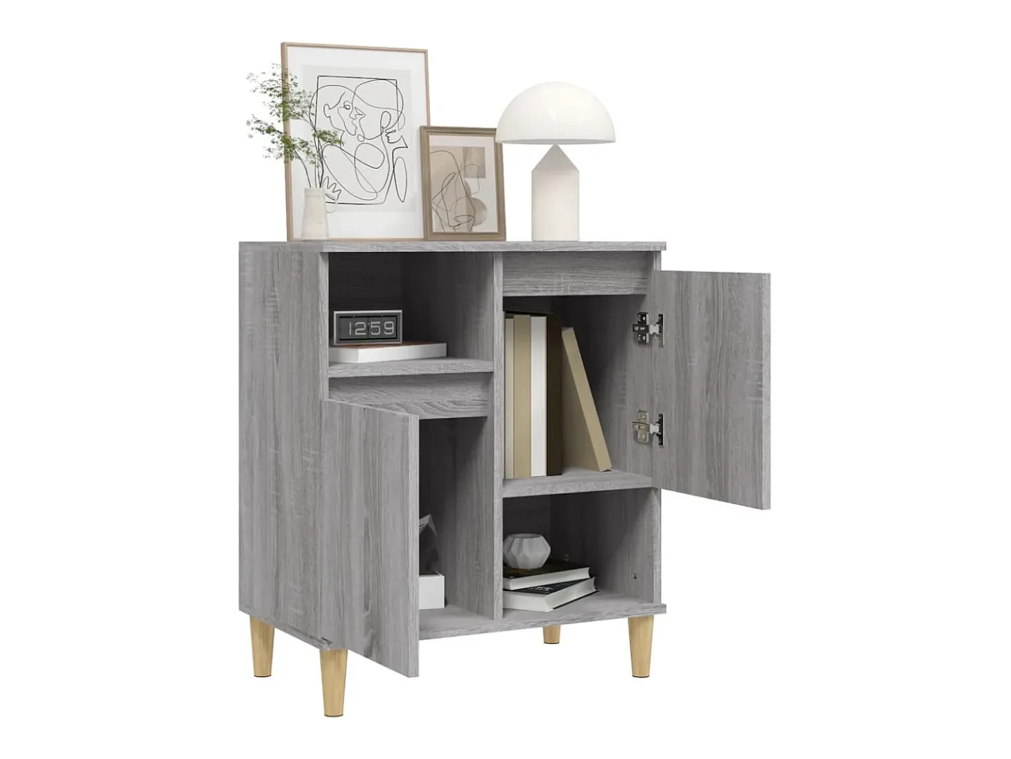 Aparador de madera contrachapada gris Sonoma 60x35x70 cm ES57967