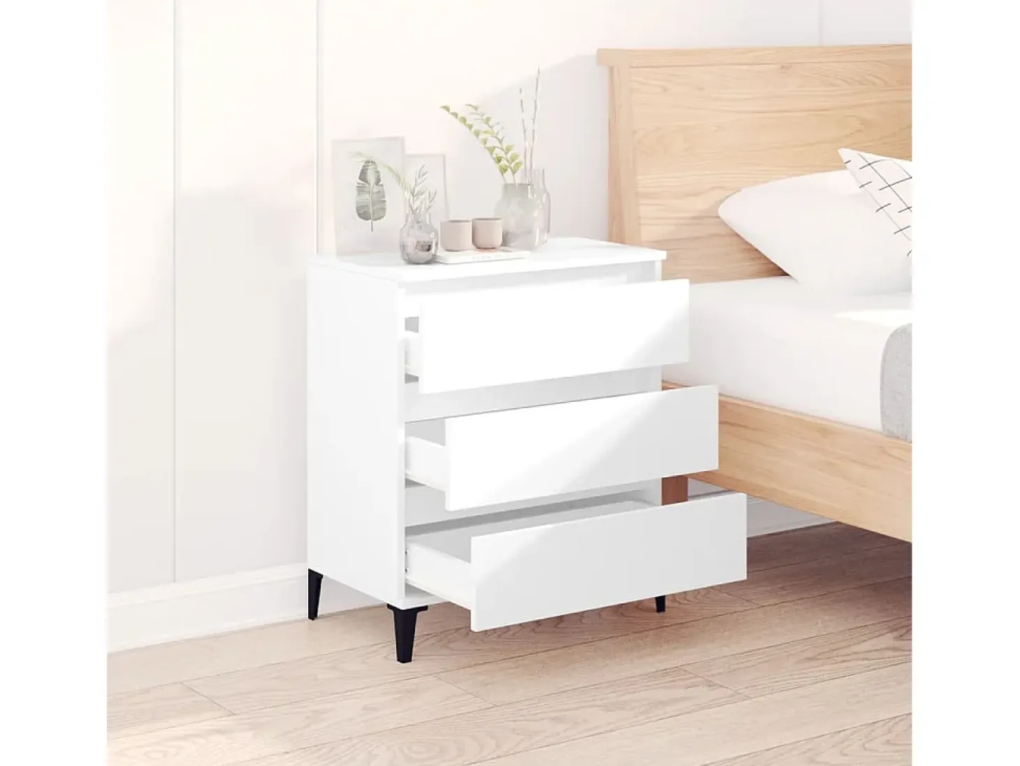 Aparador de madera contrachapada blanco 60x35x70 cm ES36495