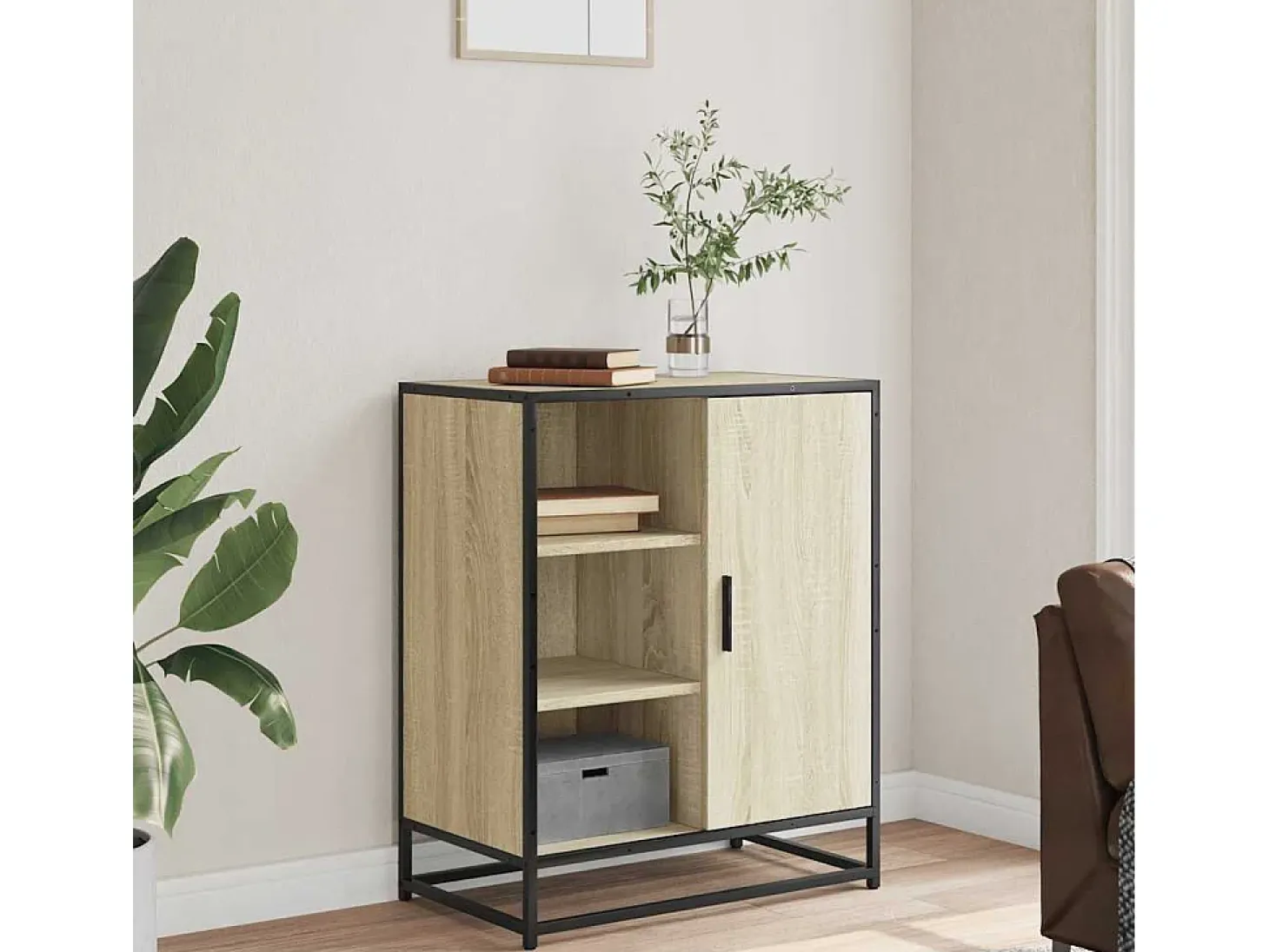 Aparador de madera contrachapada roble sonoma 62x35x76 cm