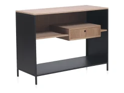 Aparador de madera de fresno con cajón y base metálica