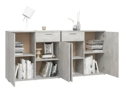 Aparador de madera de ingeniería gris 160x36x75 cm