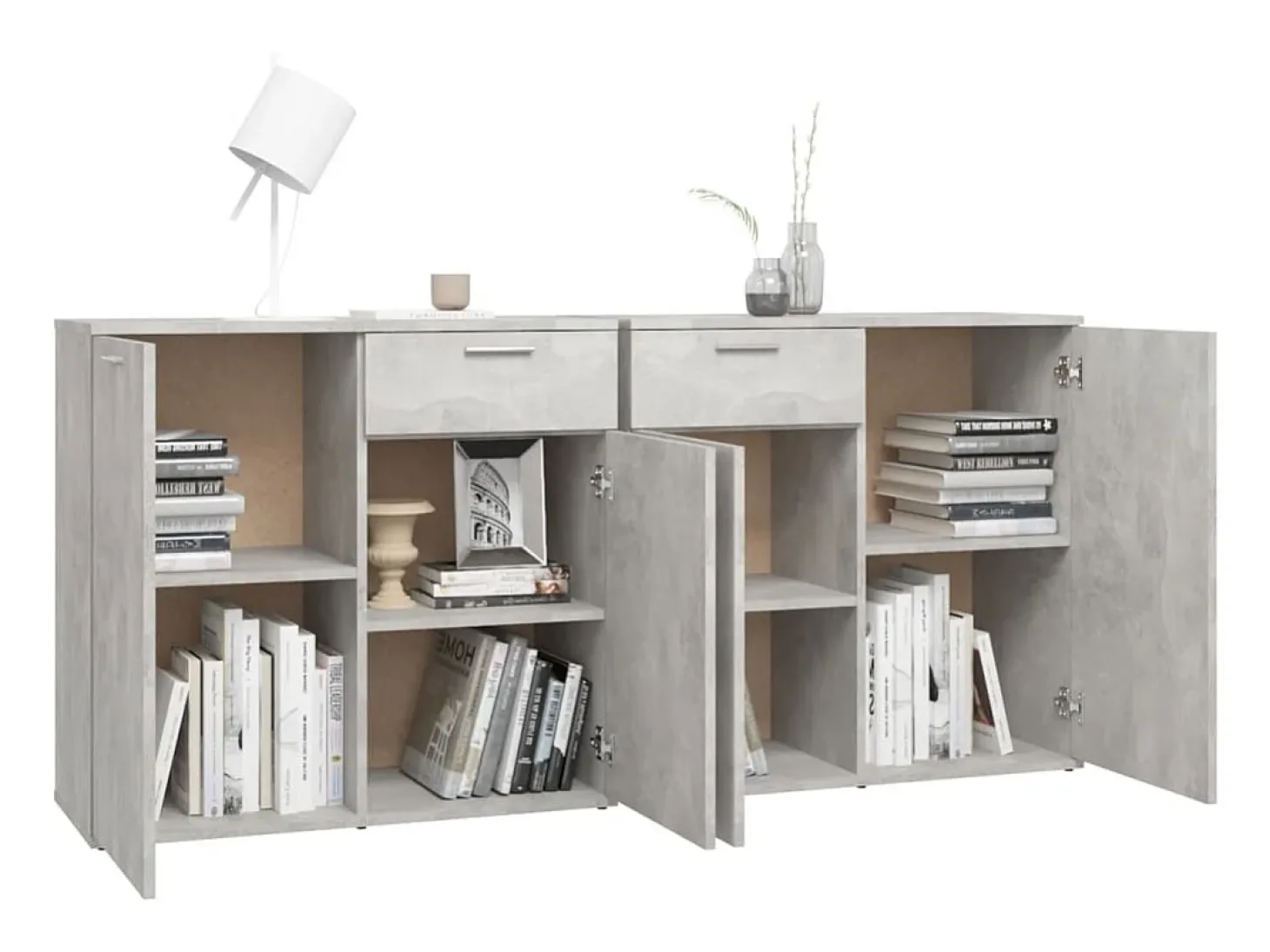 Aparador de madera de ingeniería gris 160x36x75 cm