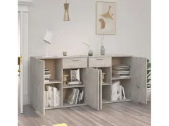 Aparador de madera de ingeniería gris 160x36x75 cm