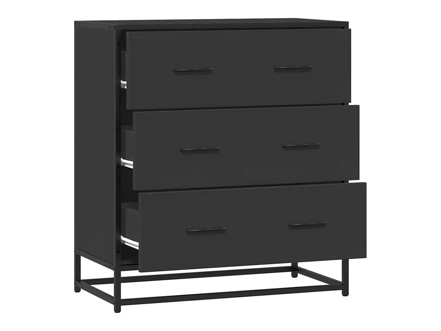 Aparador de madera de ingeniería y metal negro 68x35x76 cm