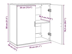 Aparador de madera de ingeniería gris Sonoma 79x38x80 cm