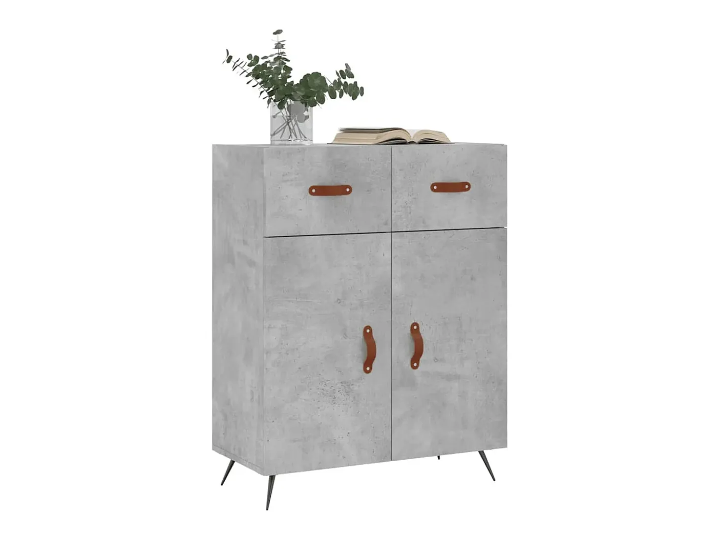 Aparador de madera de ingeniería gris hormigón 69,5x34x90 cm